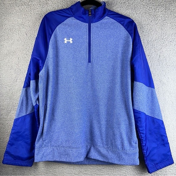Under‎ Armour Mens Loose Coldgear Royal Performance Fleece Size Medium Blue - Picture 2 of 11